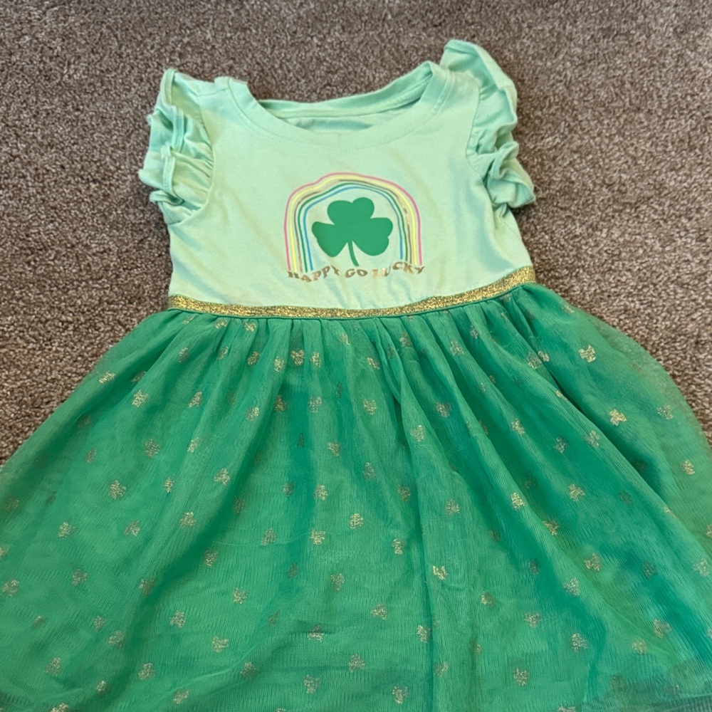 Cat & Jack Green Shamrock Dress